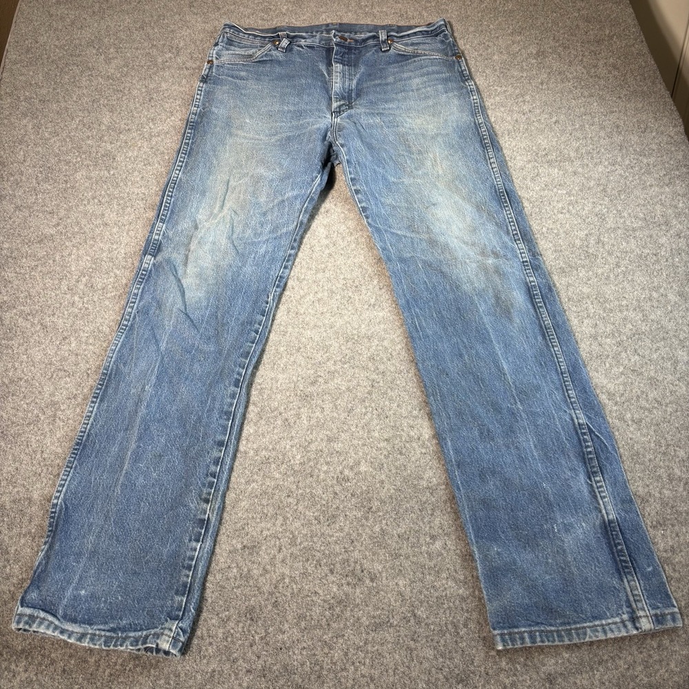 Vintage Wrangler Cowboy Cut Jeans Mens 36x36 (Fits 35x34) Made In USA Blue Denim